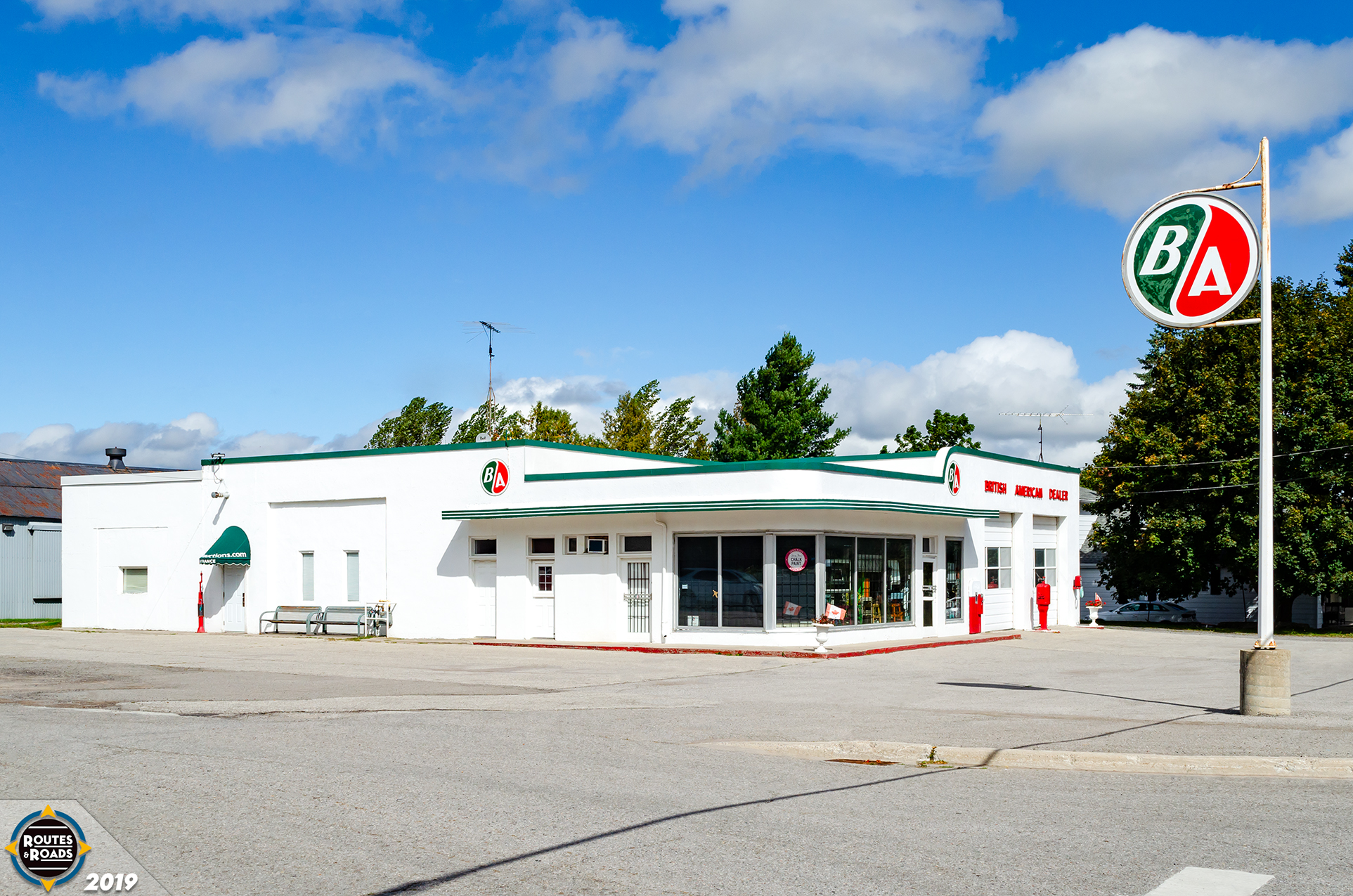The former British American Dealer service station in Newtonville, restored and repurposed as the Stapleton Auction Centre.