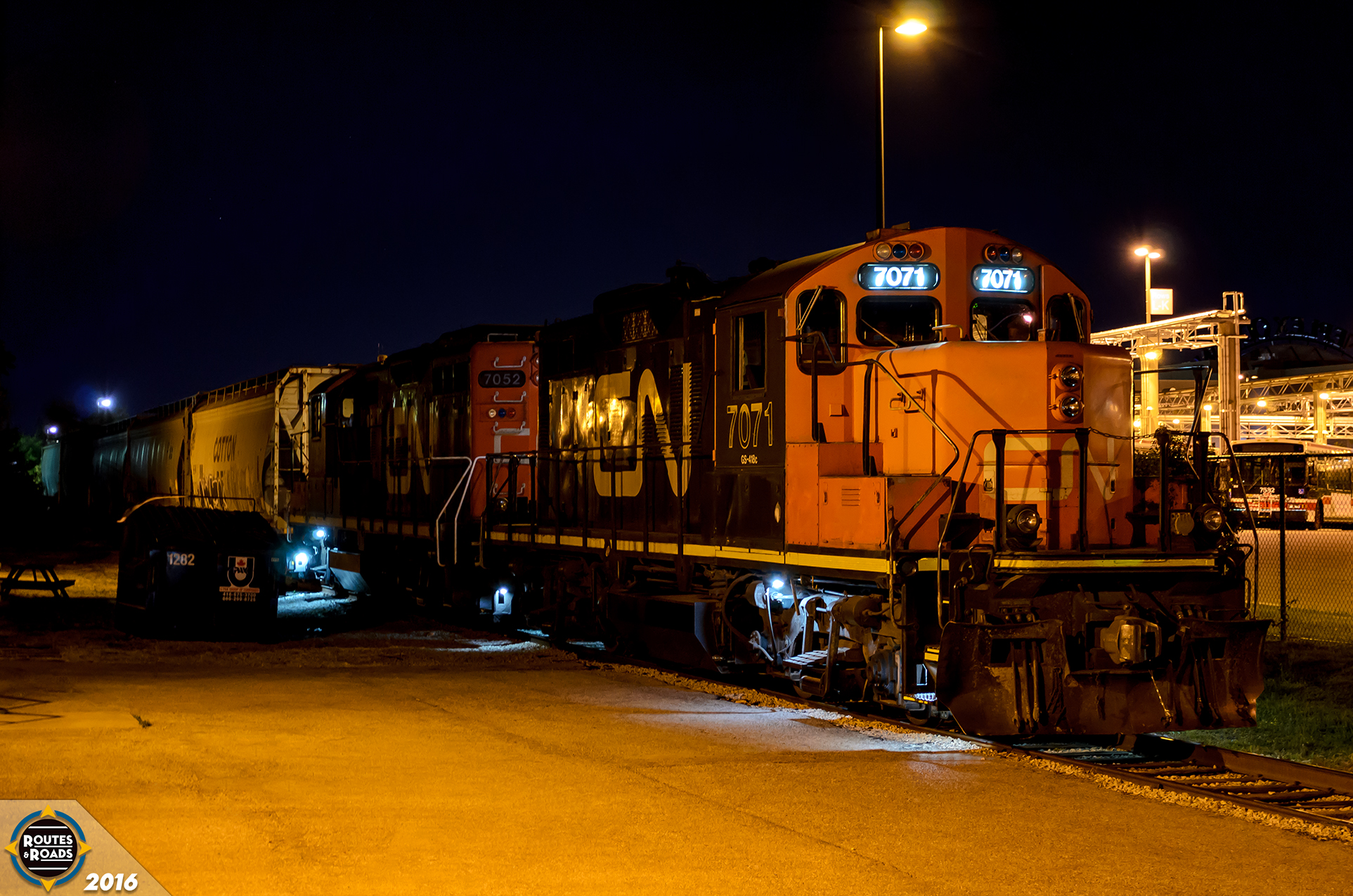 Canadian National (CN) 546 servicing IPEX next to the TTC's New Eglinton Bus Garage on Comstock Road in Toronto's Golden Mile.