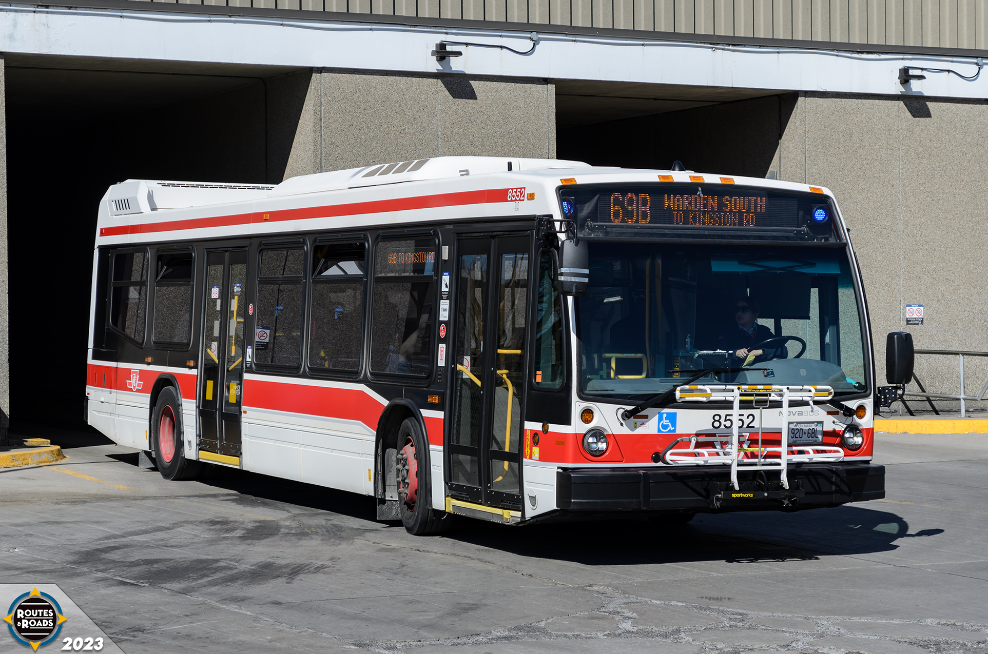 Toronto Transit Commission (TTC) 2016 Nova Bus LFS 8552 departing Warden Station on route 69B Warden South.