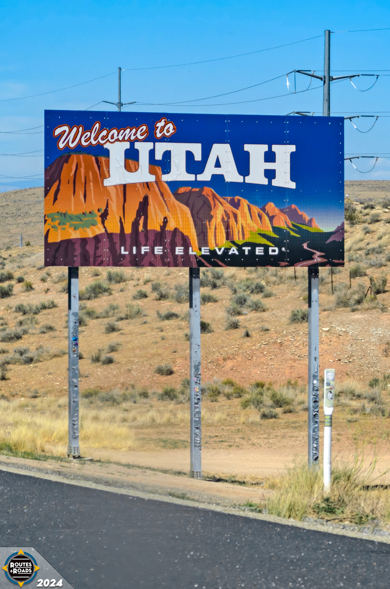 A Utah welcome sign greets motorists on northbound Interstate 15 near St. George.