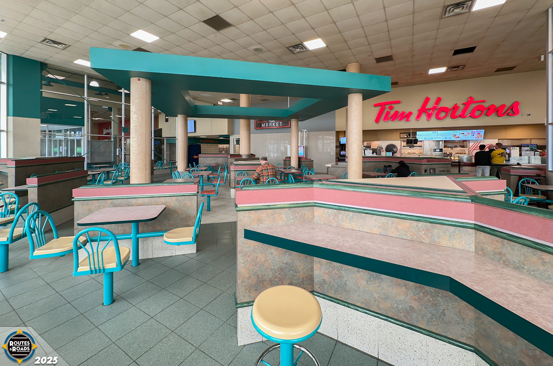 The interior of the vintage King City service centre on Ontario Highway 400.